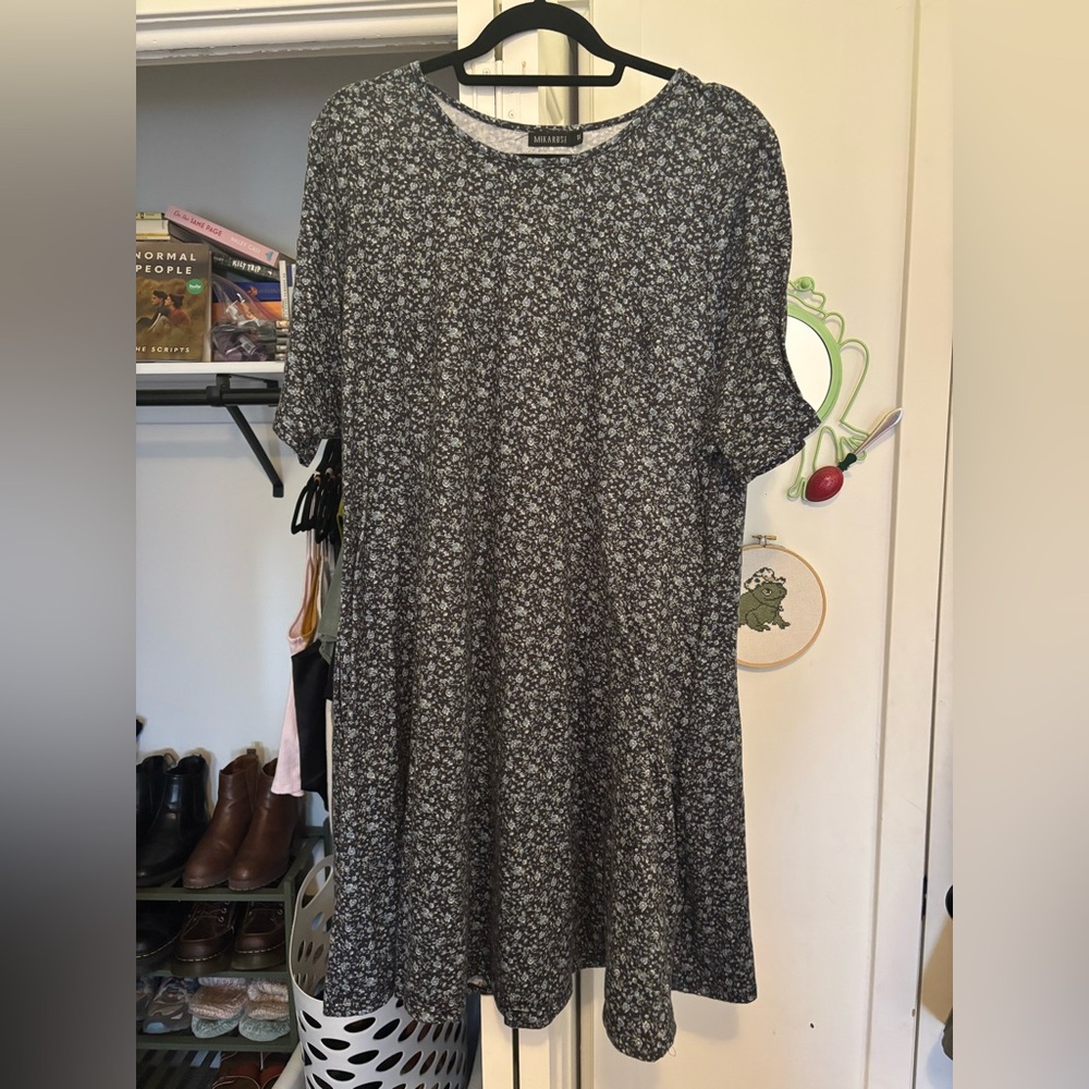 Mikarose Navy and Light Blue Floral Dress